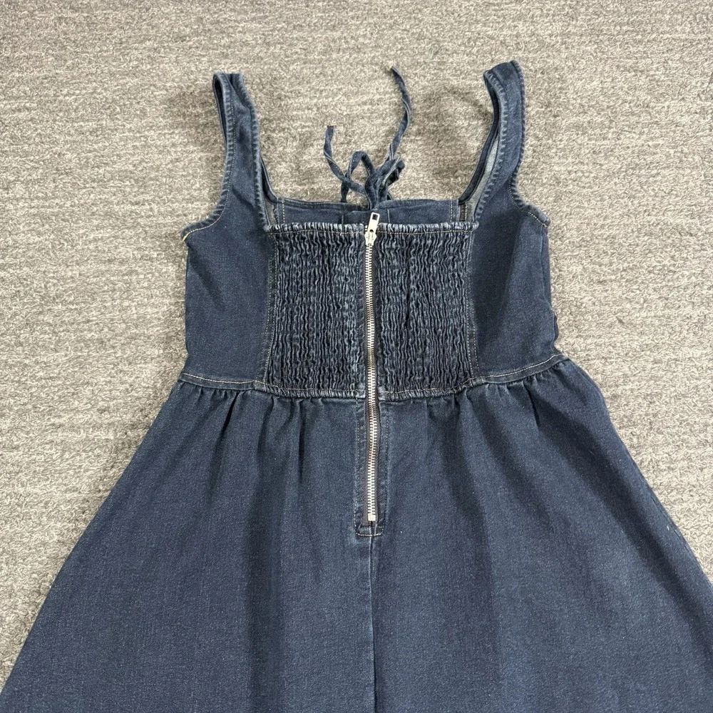 Moon River Denim Dress Women Small Midi Corset Style Smocked Prairie Farm Jean - Picture 11 of 12
